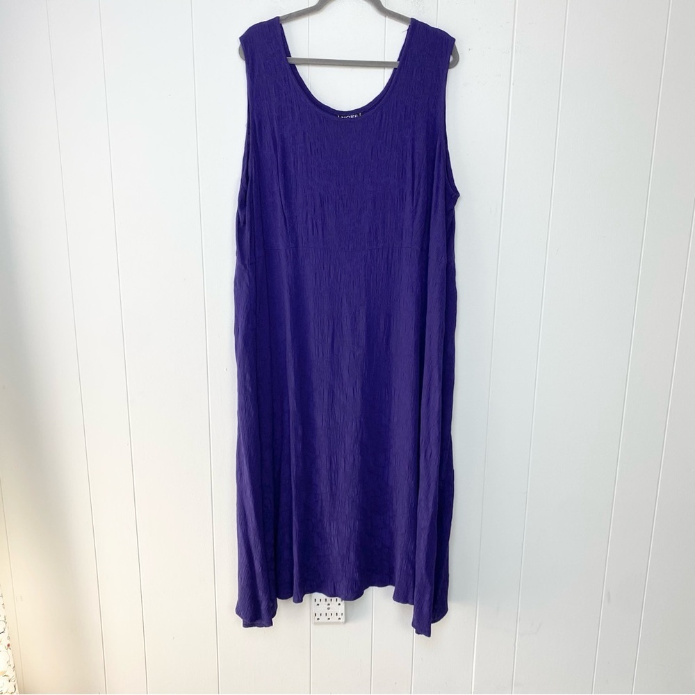 VTG More Jazz Dress Petite Sz 22 Purple Textured Sleeveless Feminine 80s - Picture 2 of 8